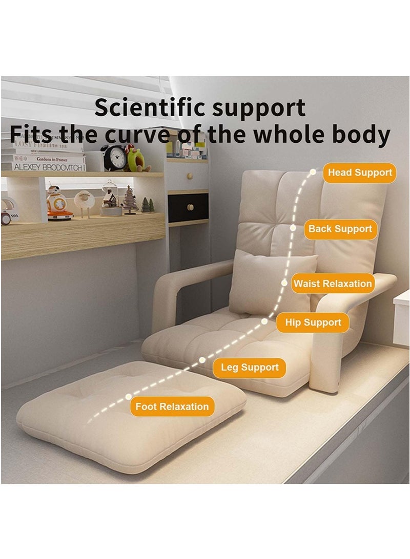 VUCATIN Folding Floor Chair Lounge Sofa Folding Single-Back Sofa Cushion Multi Angle Adjustment Padded Sleeper Bed For Balcony Bedroom With Pillow Armrests Single Sofa - Image 3